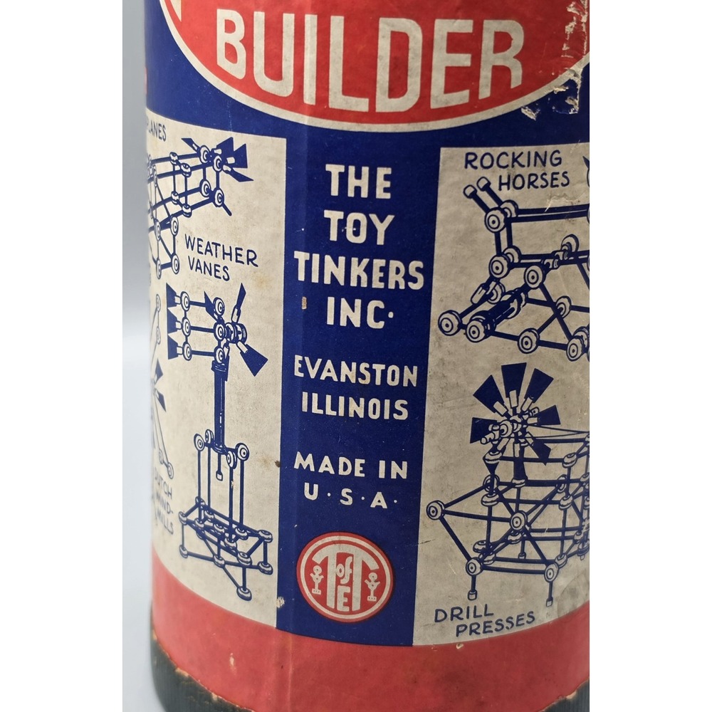 Vintage Wonder Tinkertoy Builder Toy Tinkers Wooden Set Canisters Parts USA - Picture 11 of 13